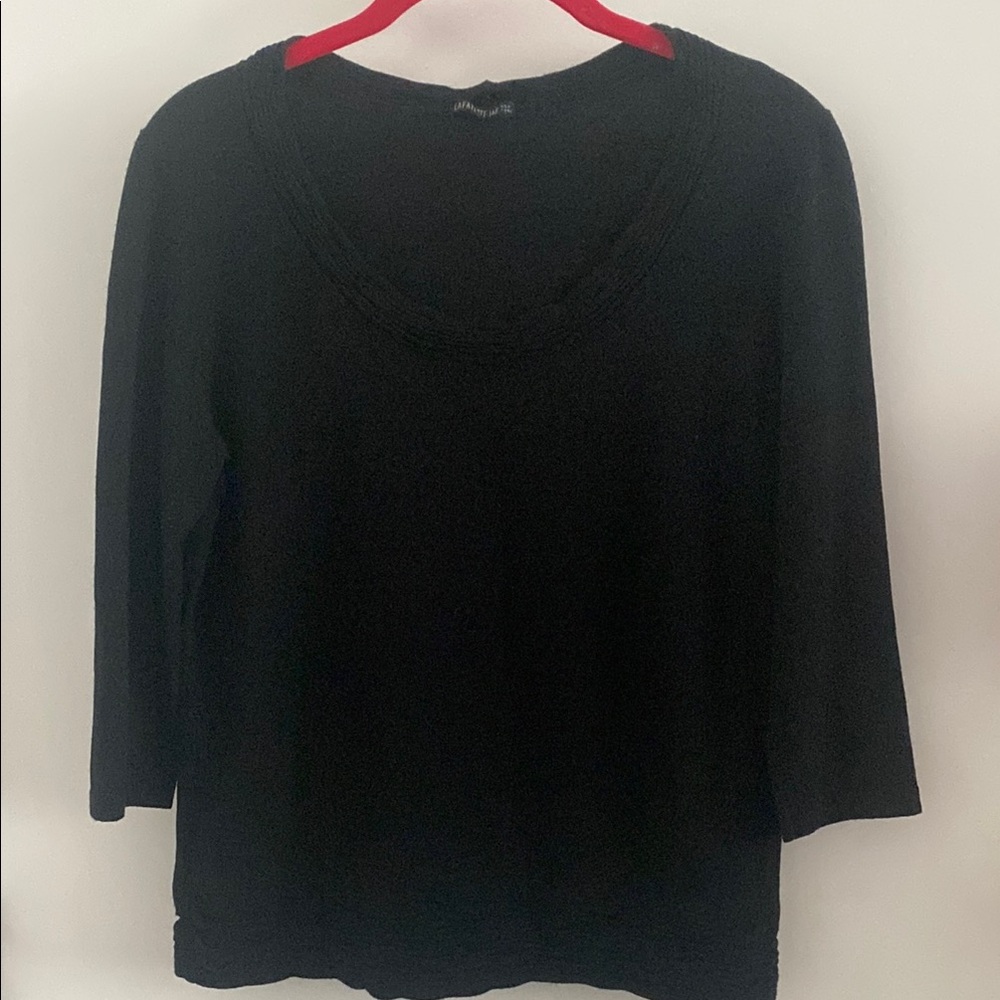 Lafayette 148 New York Black Fitted 3/4 Sleeve Blouse